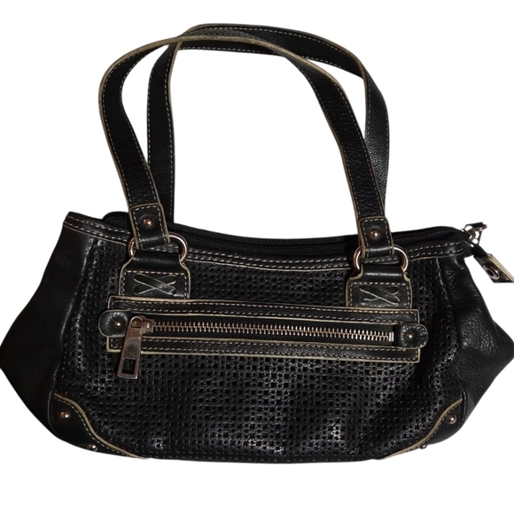 Fossil Handbags - Vintage Fossil Y2K Black Leather Perforated Mini Bag